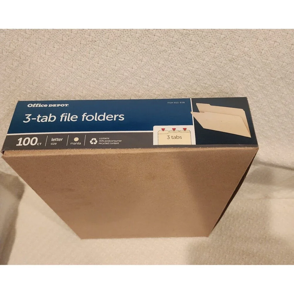 Office Depot 3 Tab File Folders Letter Size 1/3 Cut *75 Total 25 Of Each Tab New